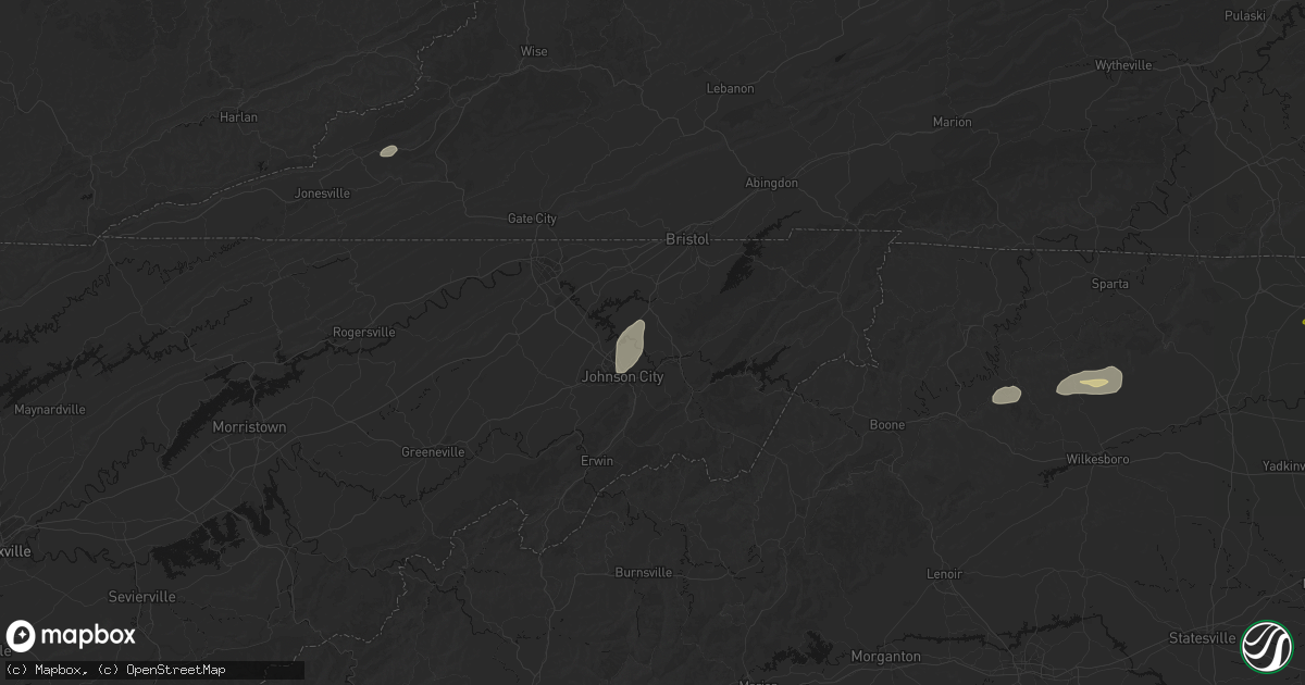 Hail map in Watauga, TN on June 18, 2026