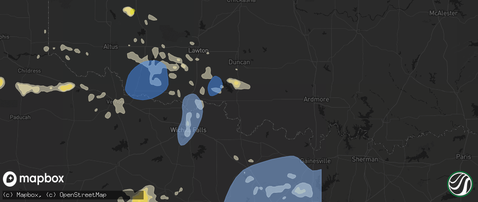 Hail map in Waurika, OK on June 18, 2026