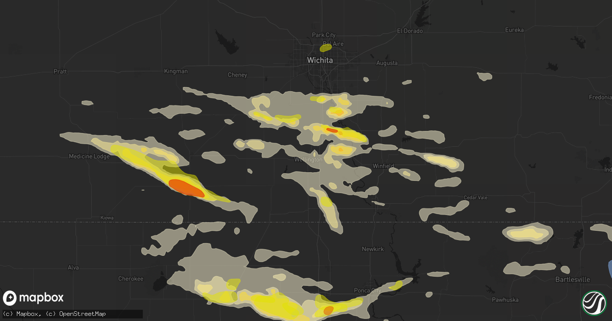 Hail map in Wellington, KS on June 18, 2026