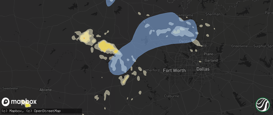 Hail map in Whitt, TX on June 18, 2026