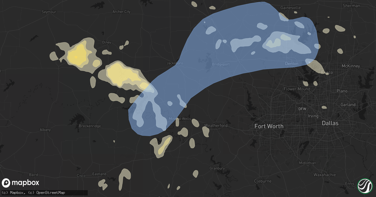 Hail map in Whitt, TX on June 18, 2026