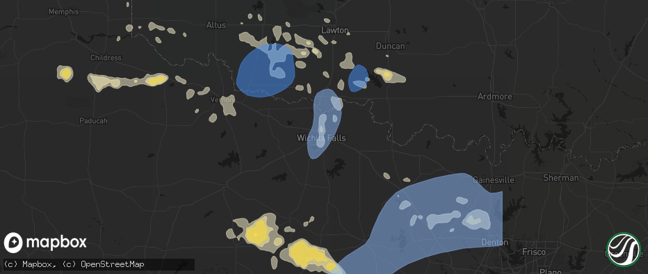 Hail map in Wichita Falls, TX on June 18, 2026