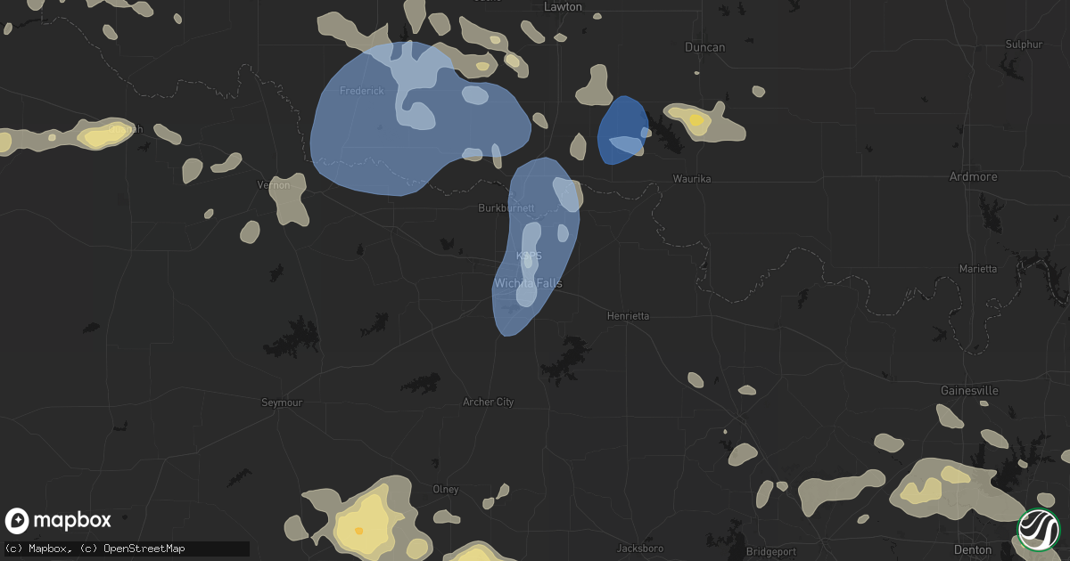 Hail map in Wichita Falls, TX on June 18, 2026