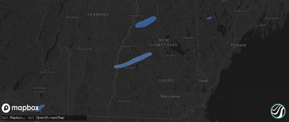 Hail map in Wilmot, NH on June 18, 2026
