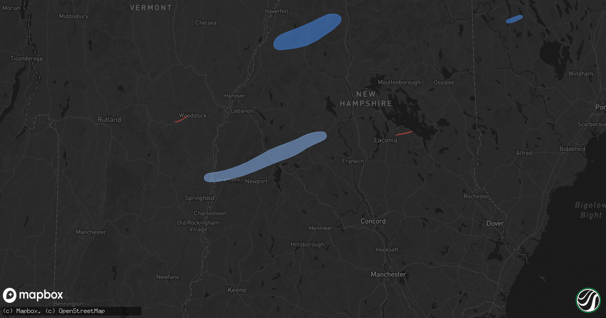Hail map in Wilmot, NH on June 18, 2026