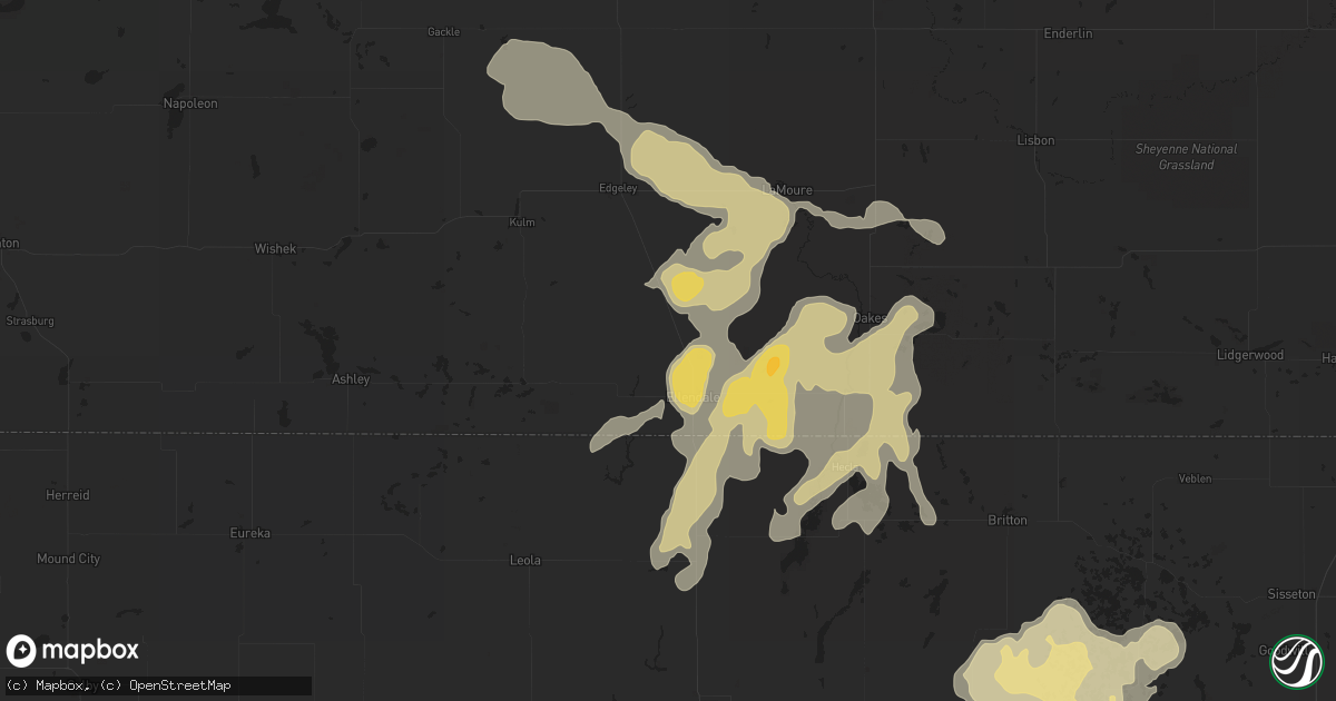 Hail map in Ellendale, ND on June 19, 2013