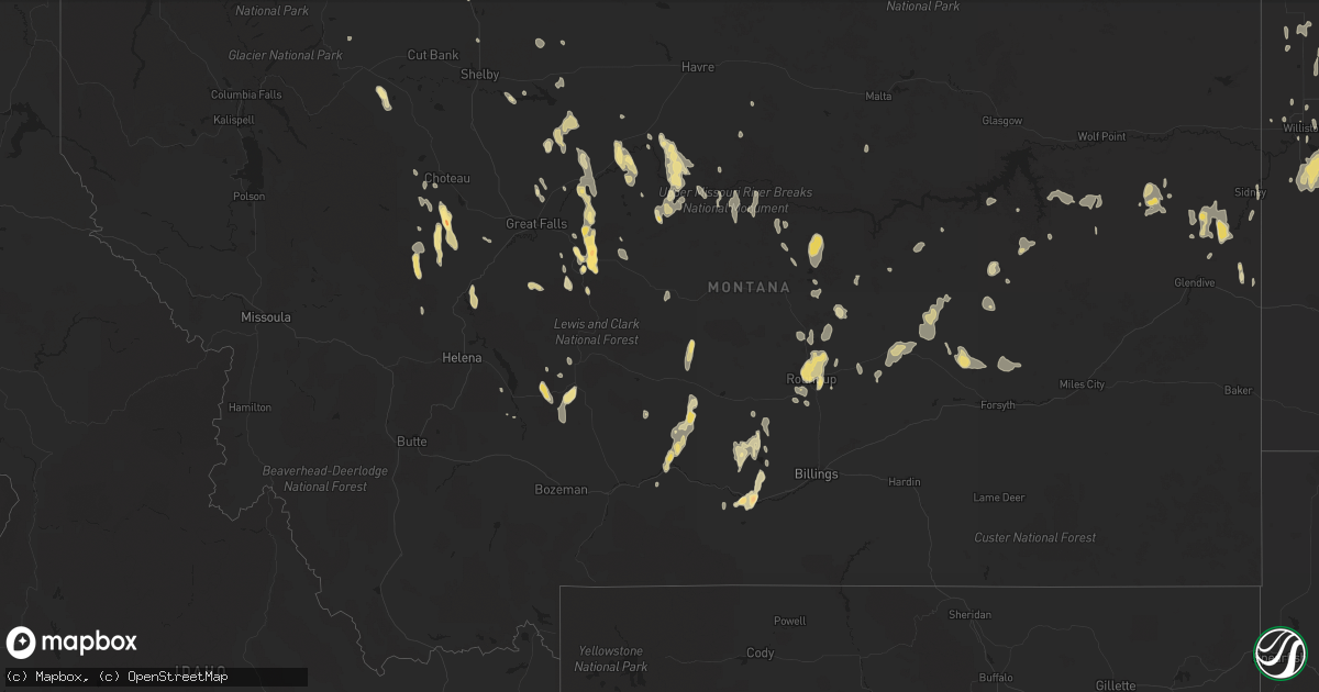 Hail map in Montana on June 19, 2013