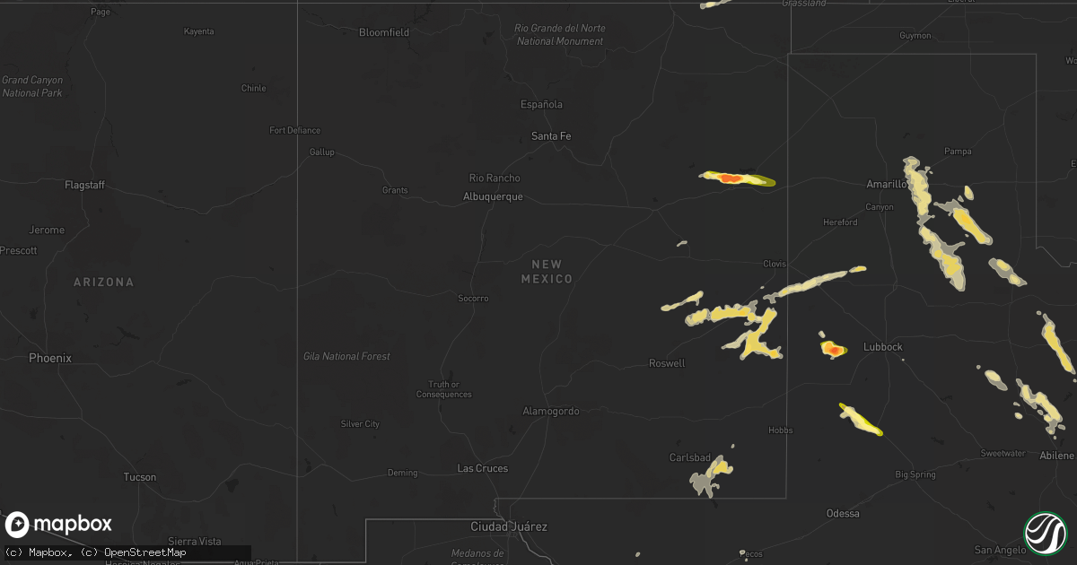 Hail map in New Mexico on June 19, 2013