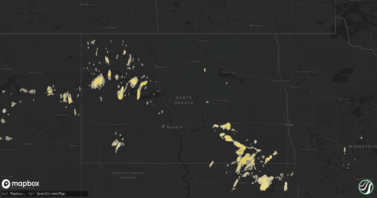 Hail map in North Dakota on June 19, 2013