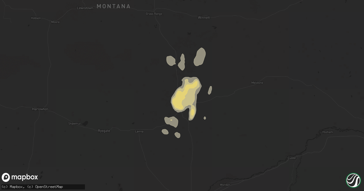 Hail map in Roundup, MT on June 19, 2013