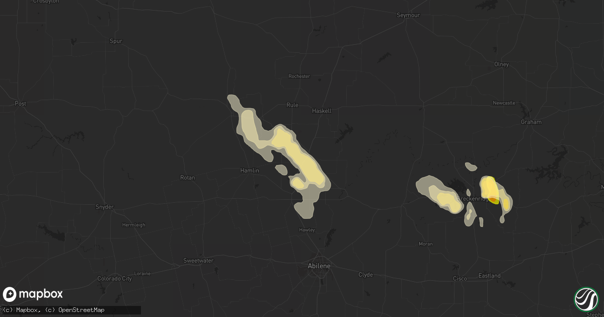 Hail map in Stamford, TX on June 19, 2013