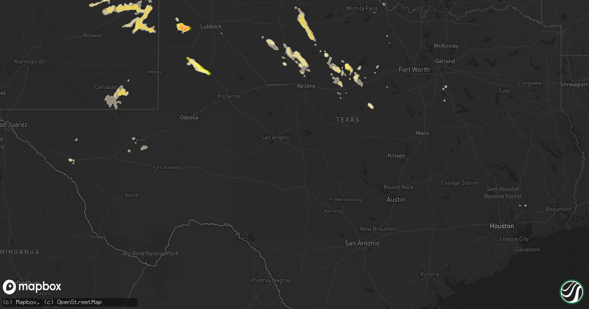 Hail map in Texas on June 19, 2013