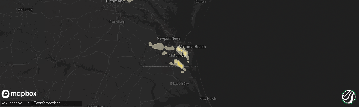 Hail map in Chesapeake, VA on June 19, 2014