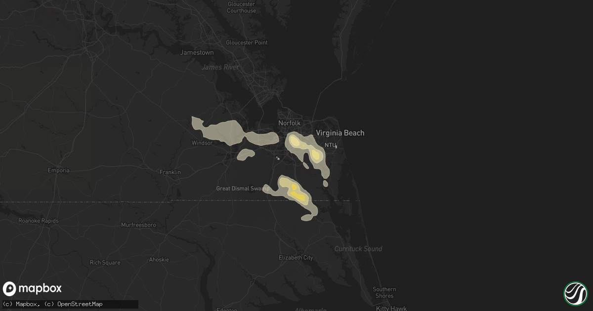 Hail map in Chesapeake, VA on June 19, 2014