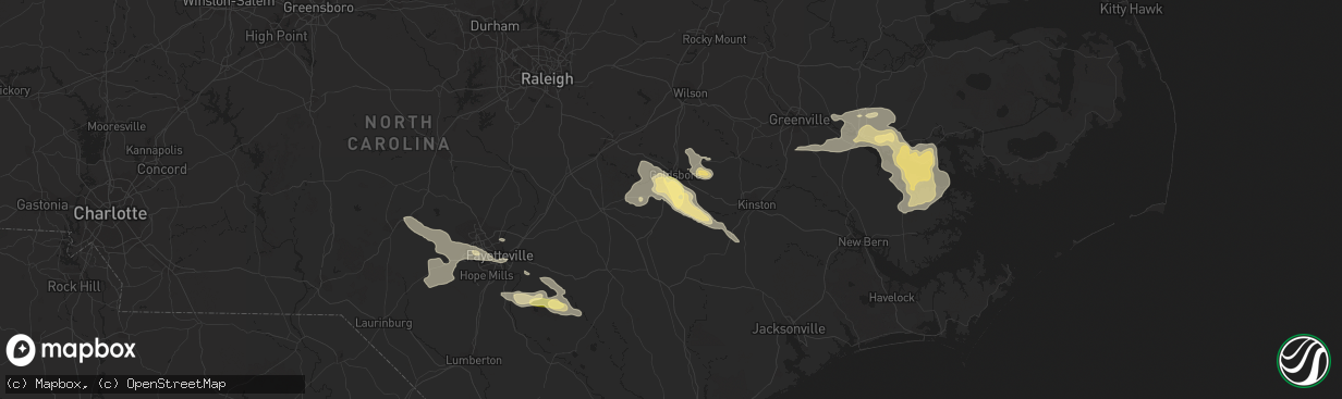 Hail map in Dudley, NC on June 19, 2014