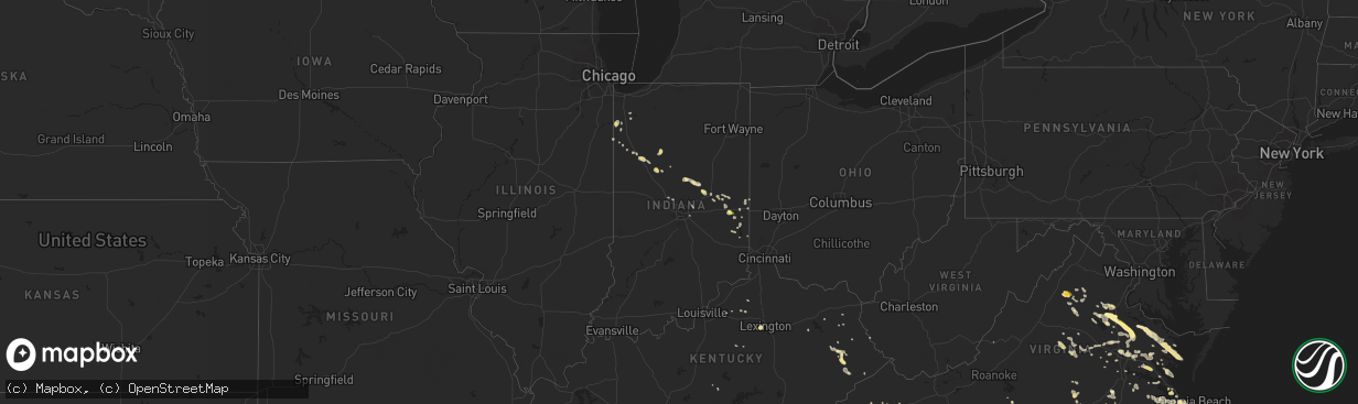 Hail map in Indiana on June 19, 2014