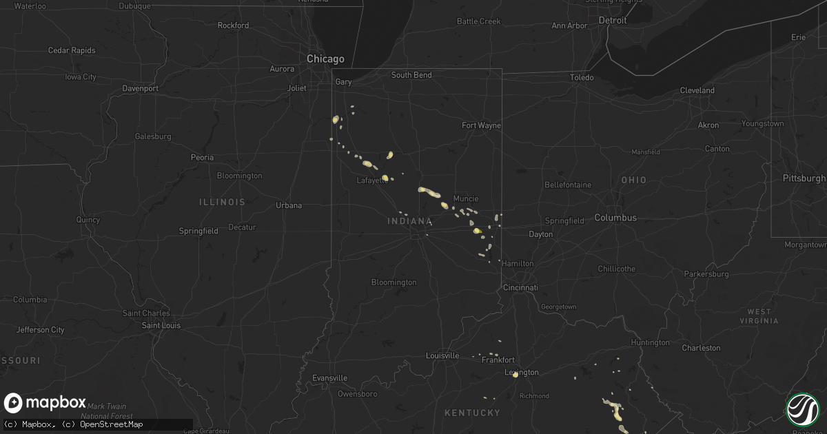 Hail map in Indiana on June 19, 2014