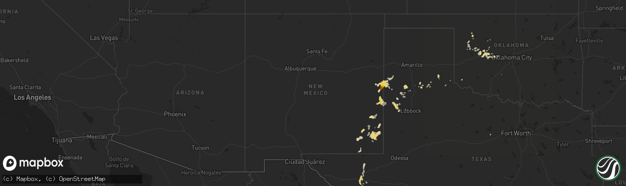 Hail map in New Mexico on June 19, 2014