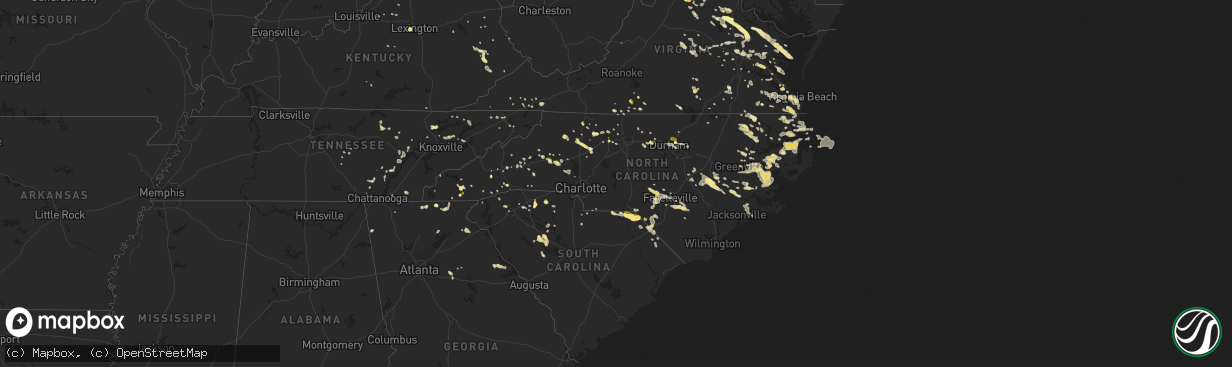 Hail map in North Carolina on June 19, 2014