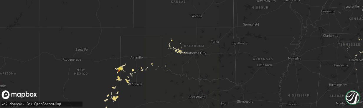 Hail map in Oklahoma on June 19, 2014