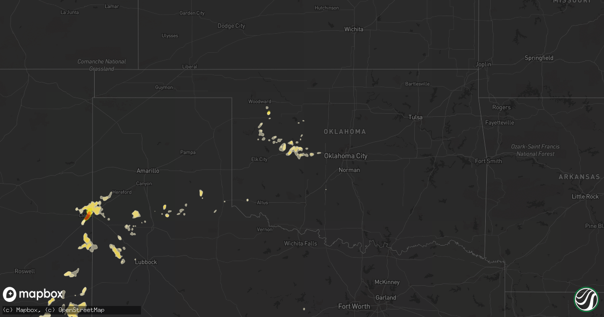 Hail map in Oklahoma on June 19, 2014