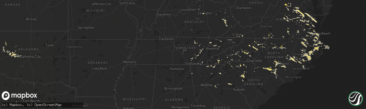 Hail map in Tennessee on June 19, 2014