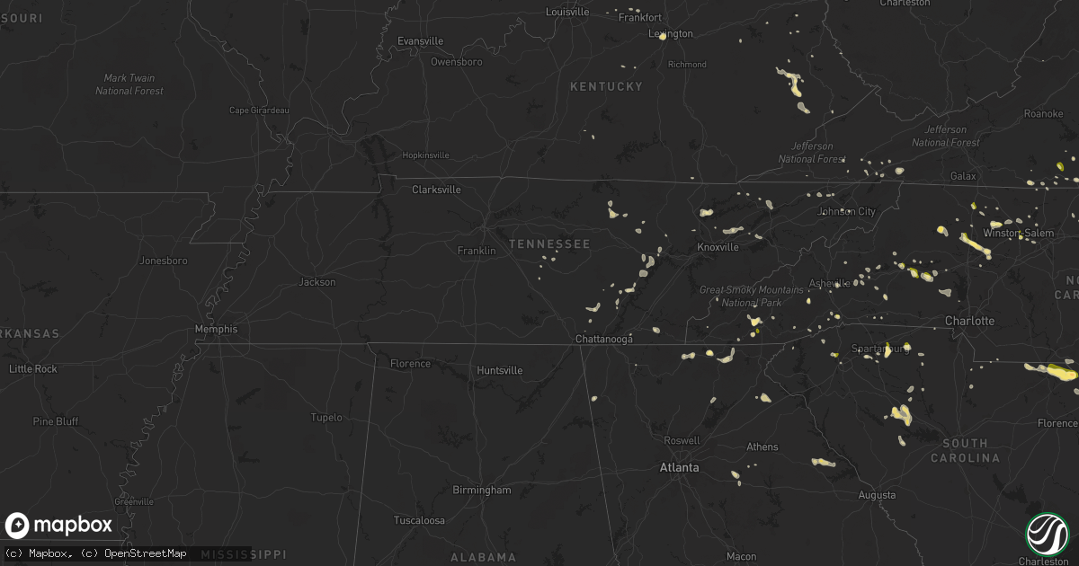 Hail map in Tennessee on June 19, 2014