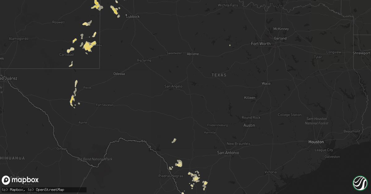 Hail map in Texas on June 19, 2014