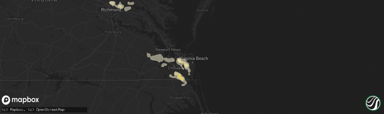 Hail map in Virginia Beach, VA on June 19, 2014