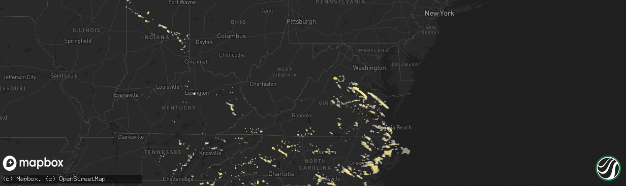 Hail map in Virginia on June 19, 2014