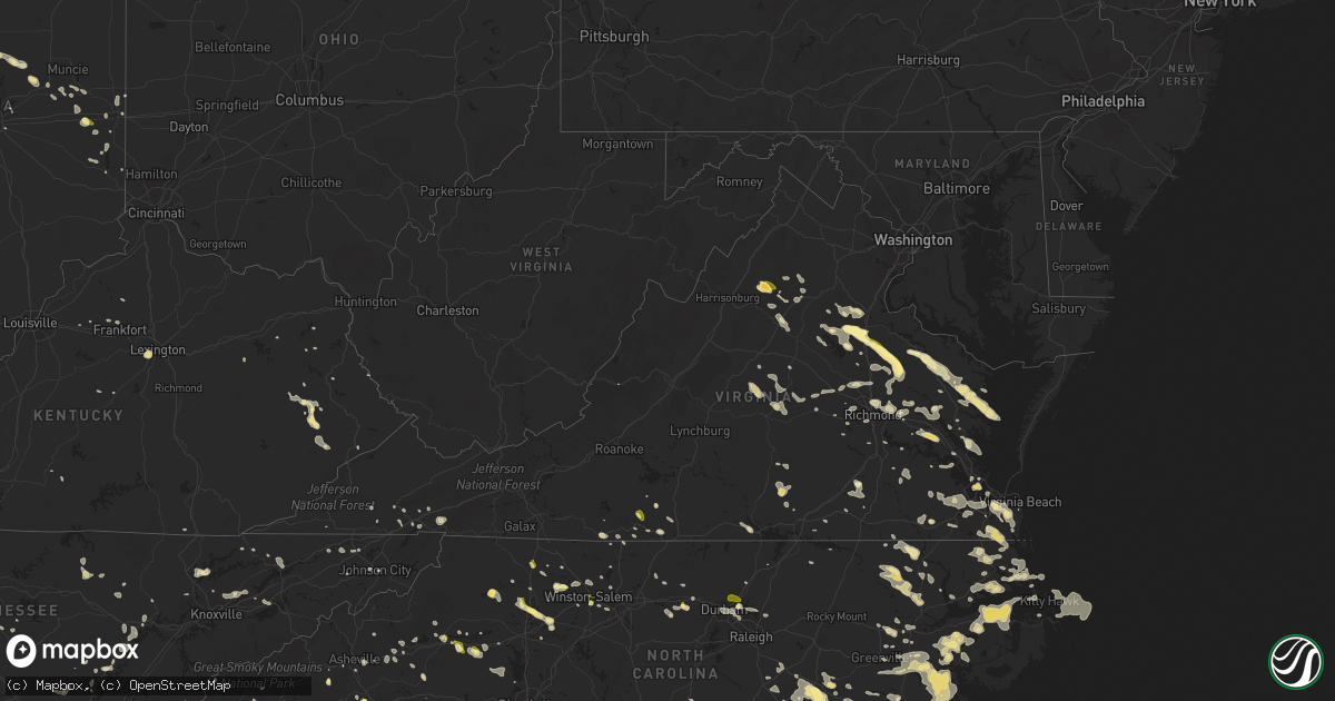 Hail map in Virginia on June 19, 2014