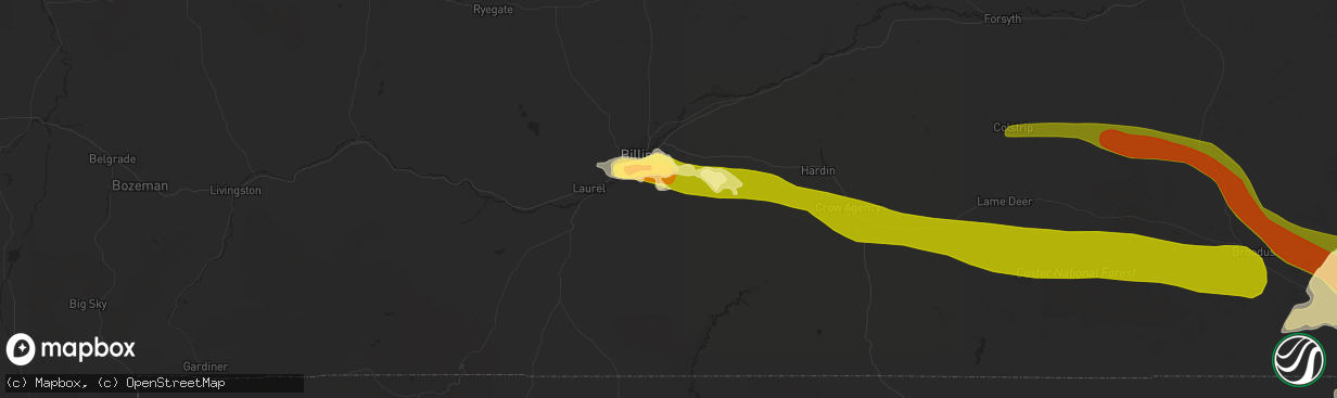 Hail map in Billings, MT on June 19, 2015