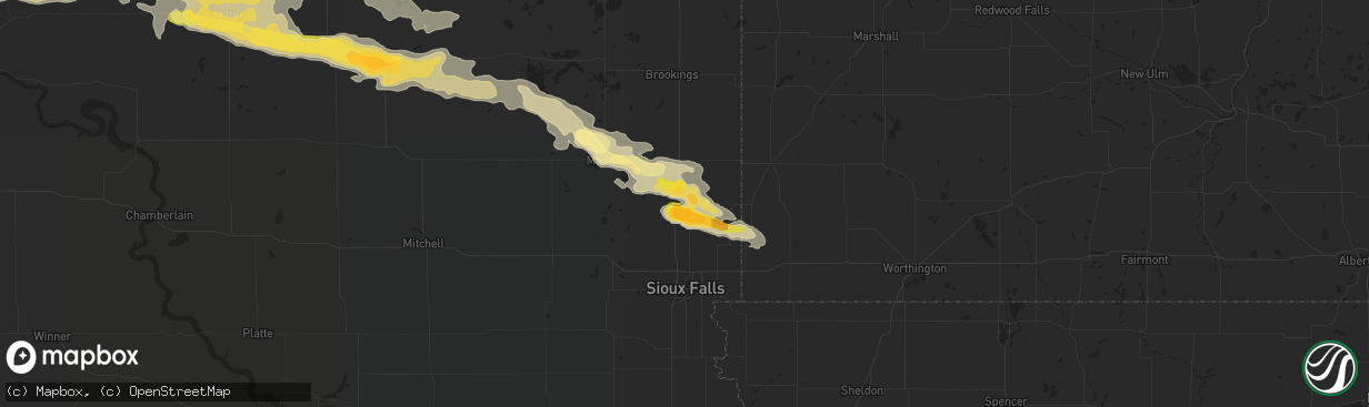 Hail map in Dell Rapids, SD on June 19, 2015