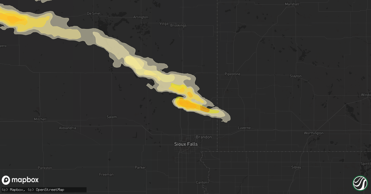 Hail map in Dell Rapids, SD on June 19, 2015