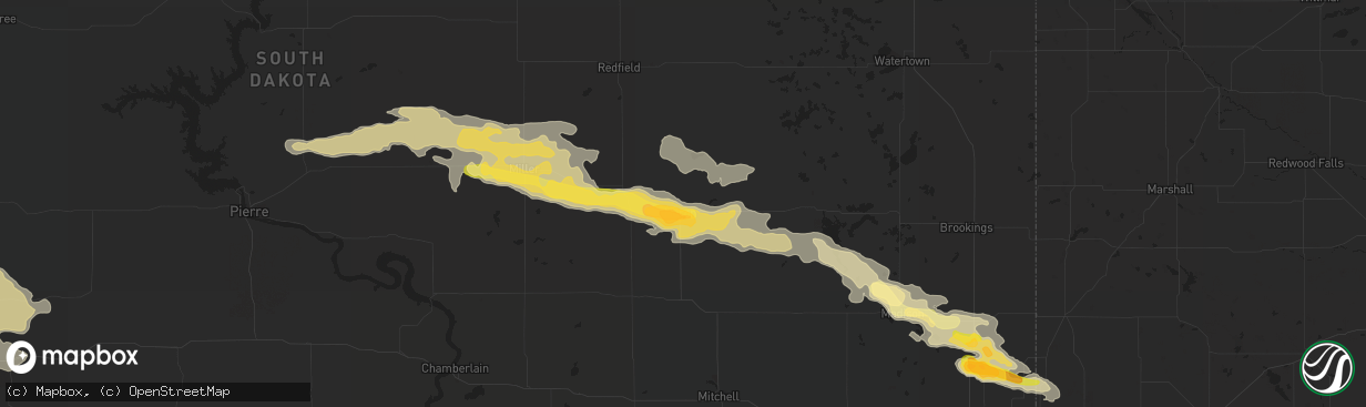 Hail map in Huron, SD on June 19, 2015