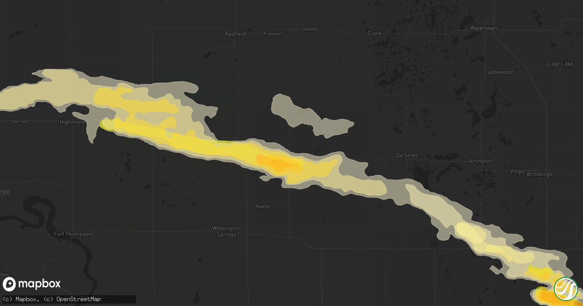 Hail map in Huron, SD on June 19, 2015