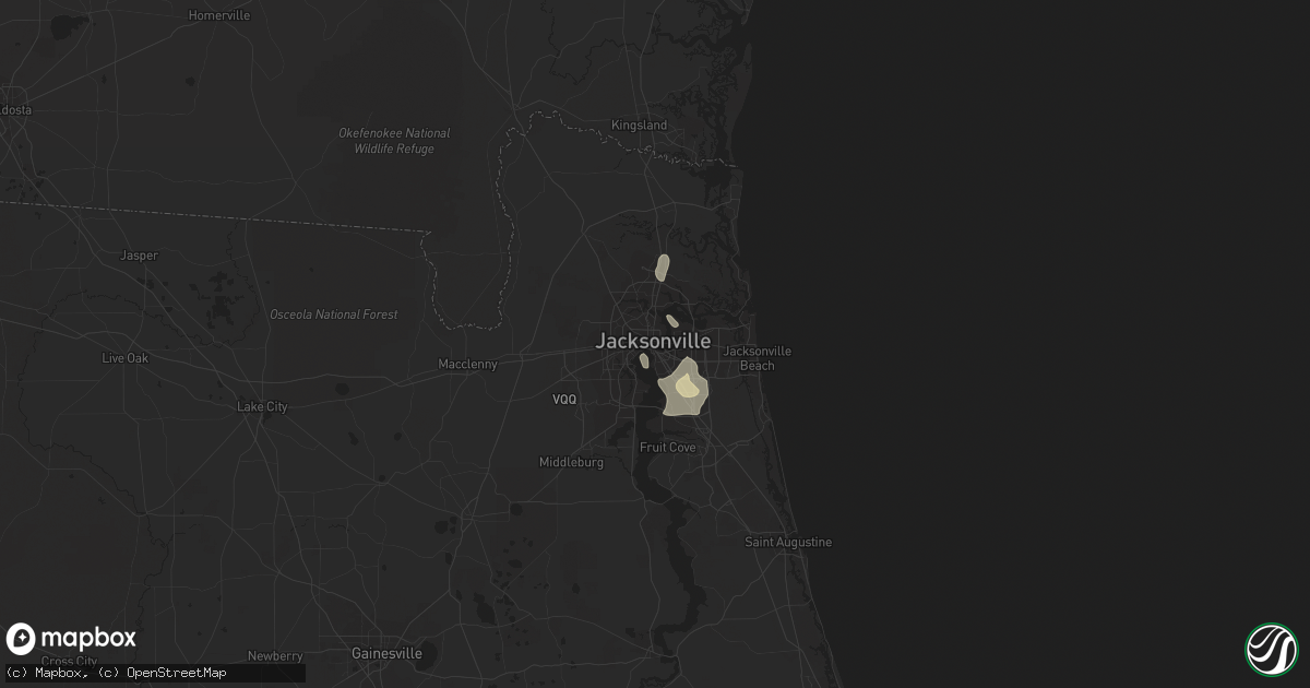 Hail map in Jacksonville, FL on June 19, 2015