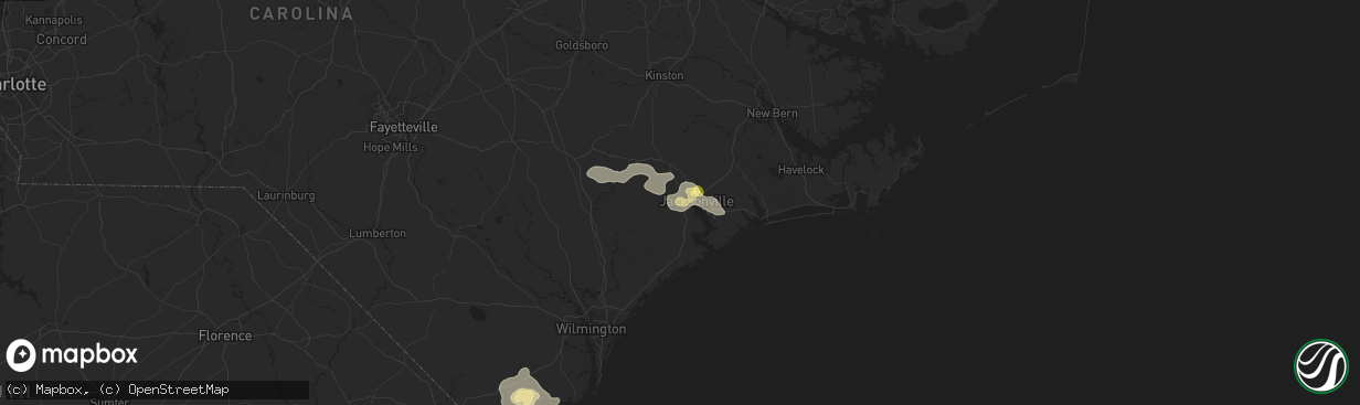 Hail map in Jacksonville, NC on June 19, 2015