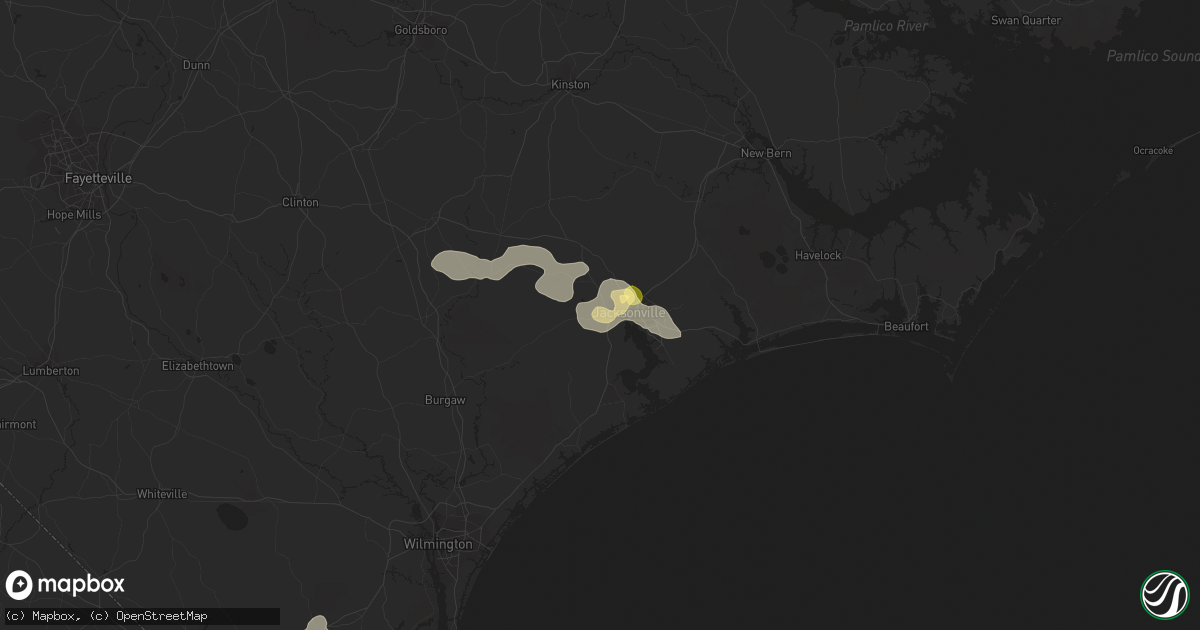 Hail map in Jacksonville, NC on June 19, 2015