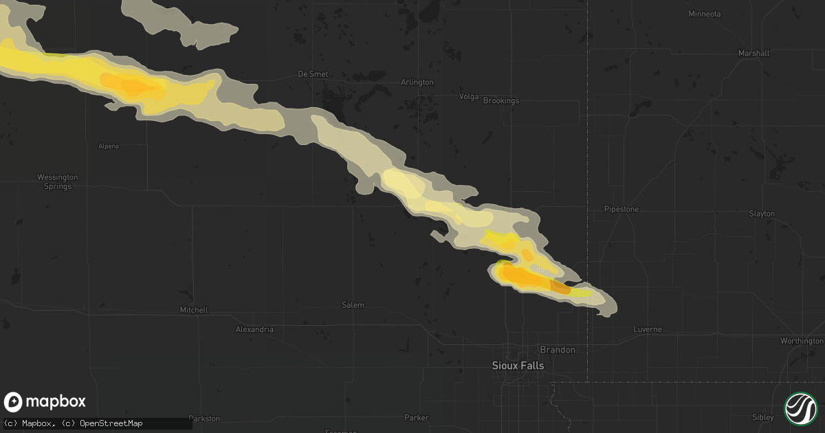 Hail map in Madison, SD on June 19, 2015