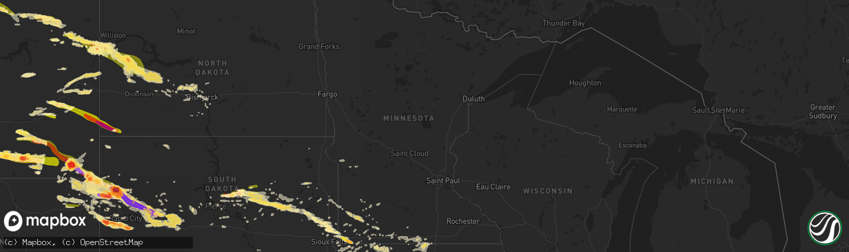 Hail map in Minnesota on June 19, 2015