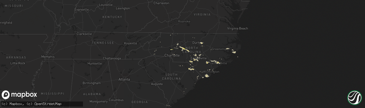 Hail map in North Carolina on June 19, 2015