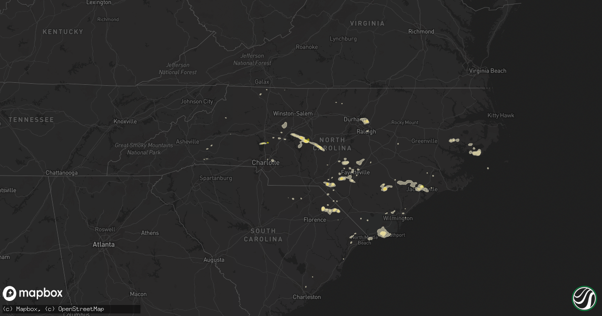Hail map in North Carolina on June 19, 2015