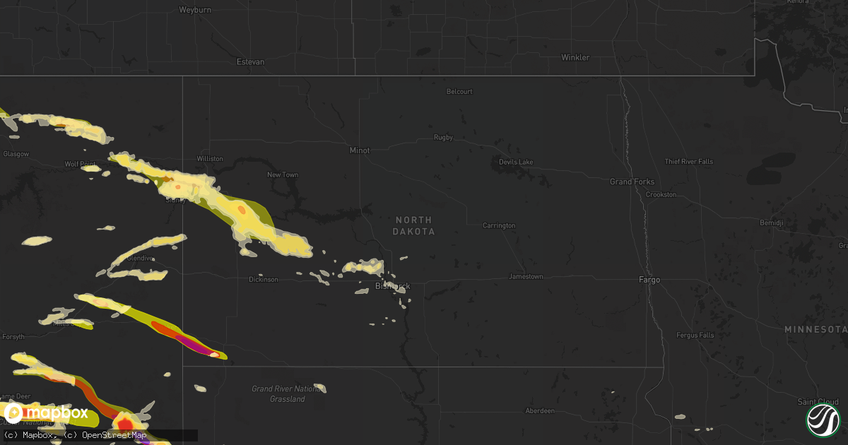 Hail map in North Dakota on June 19, 2015