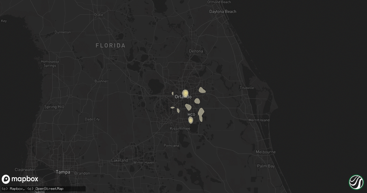 Hail map in Orlando, FL on June 19, 2015