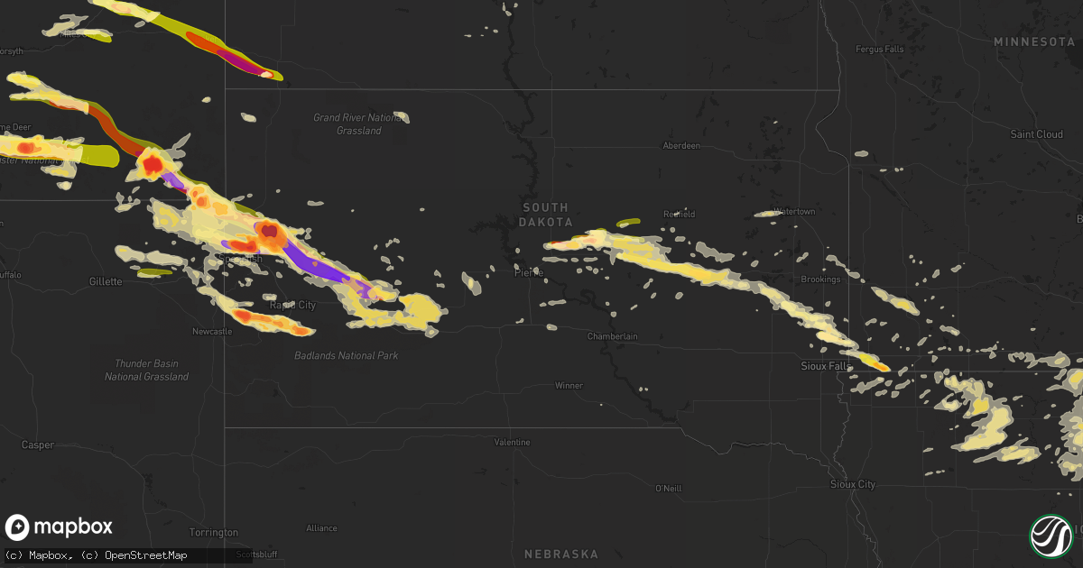 Hail map in South Dakota on June 19, 2015
