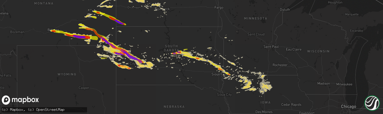 Hail map on June 19, 2015