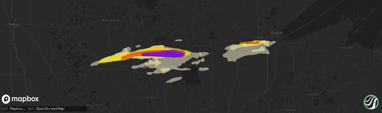 Hail map in Aitkin, MN on June 19, 2016