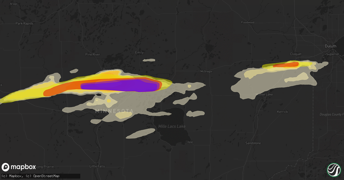 Hail map in Aitkin, MN on June 19, 2016