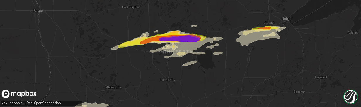 Hail map in Brainerd, MN on June 19, 2016